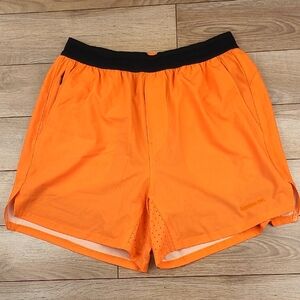 BAMBOO AVE Orange Black Trim Sz Large Mens‎ Athletic Performance Workout Shorts